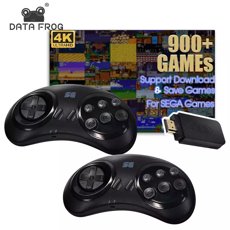 DATA FROG-consola de videojuegos portátil inalámbrica USB, 10000 juegos integrados, 4k, Compatible con HDMI, Retro, para SEGA/FC/GBA