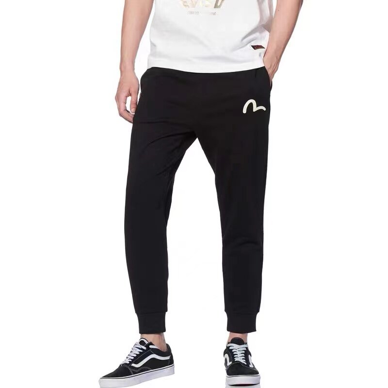 Estilo japonês hip hop estilo multi logotipo impressão m impresso sweatpants outono algodão longo preto calças casuais calças esportivas