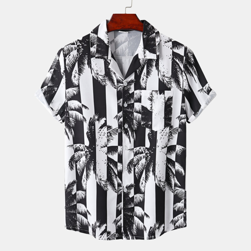 Гавайская рубашка с принтом ромашки, гавайская Алоха, мужская повседневная Пляжная рубашка с одной пуговицей и коротким рукавом, летняя Пра...