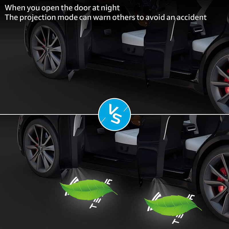 For Tesla Model 3 Y S X  LED Puddle Lights 2 Pcs Car Logo Projector Car Door Welcome Step Light Accessories