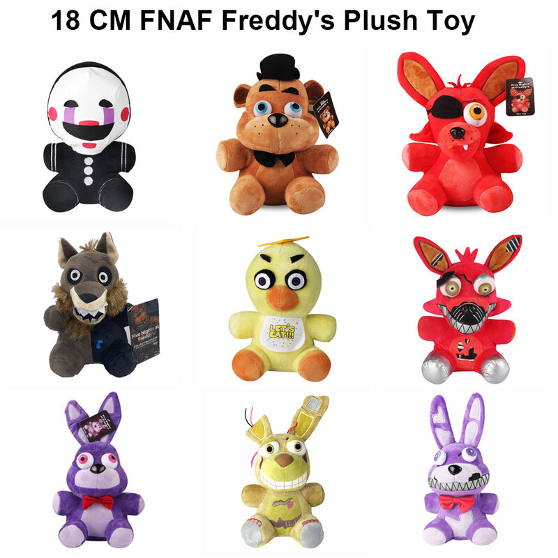 FNAF – Peluche violette de 18cm pour enfant, jouet de 5 nuits chez Fredy Bonnie, poupées animales douces, cadeaux pour les petits