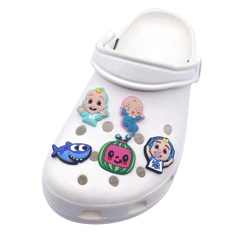 Hot Koop 1Pcs Leuke Baby Shoe Charms Watermeloen Hoofd Pvc Leuke Tuin Schoen Gesp Decoratie Fit Croc Jibz Kids X-Mas Gift