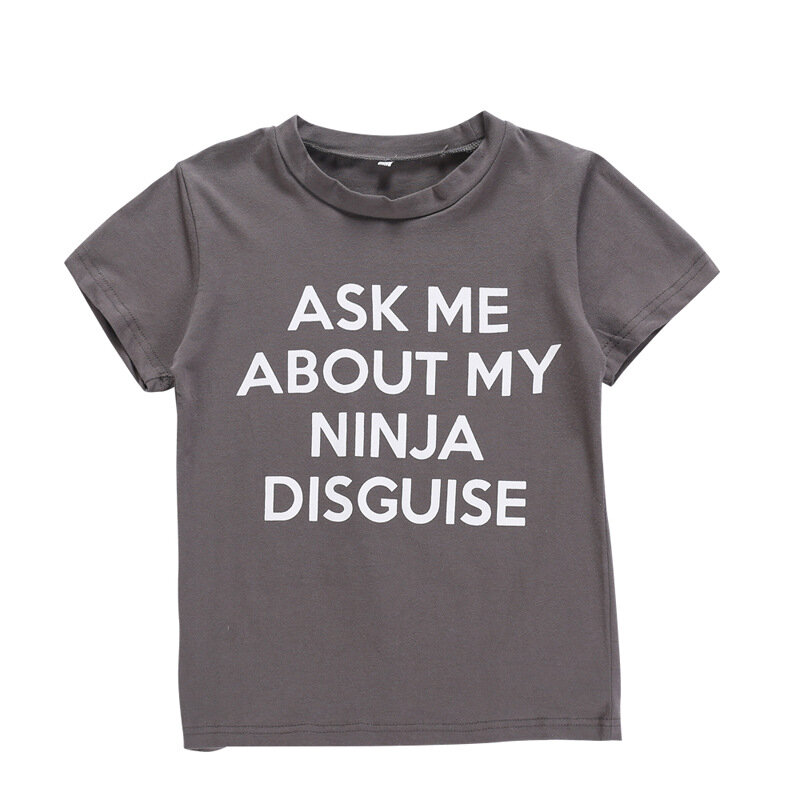 WONTIVE zapytaj mnie o moje Ninja przebranie koszulki koszulki interakcja rodzic-dziecko gra topy dla mężczyzn Tshirt Boy koszule odzież Kid