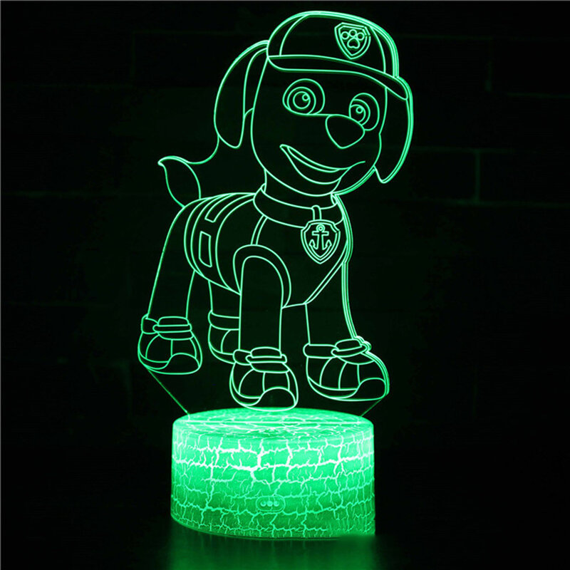 Paw Patrol 16 Colors LED 3D Remote Control Night Light Pat Patrouille Anime Dog Model Child Cartoon Creativity Color Desk Lamp