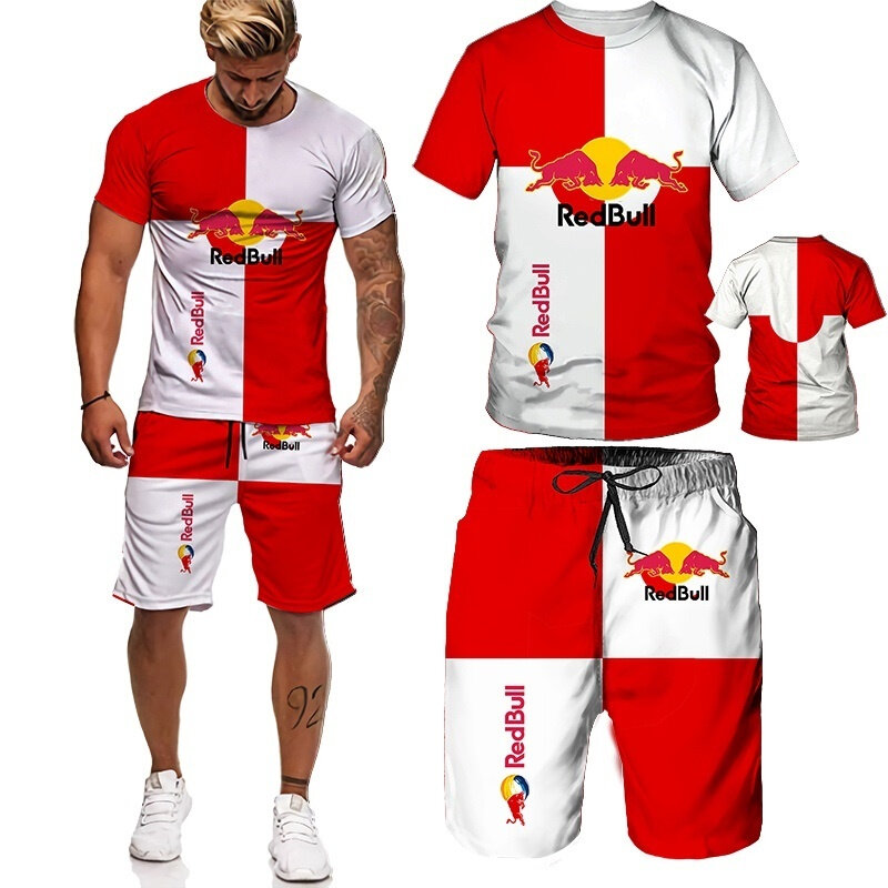 Conjunto de camiseta y pantalones cortos con estampado 3D para hombre, traje deportivo cómodo y transpirable, ropa de ocio, 2 piezas, novedad de verano