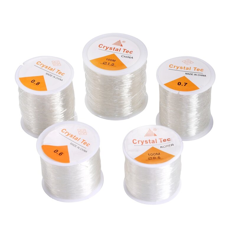 Cordón elástico de fibra para hacer joyas, cuerda elástica de 0,5-1,0mm para abalorios, pulseras de cuentas de poni