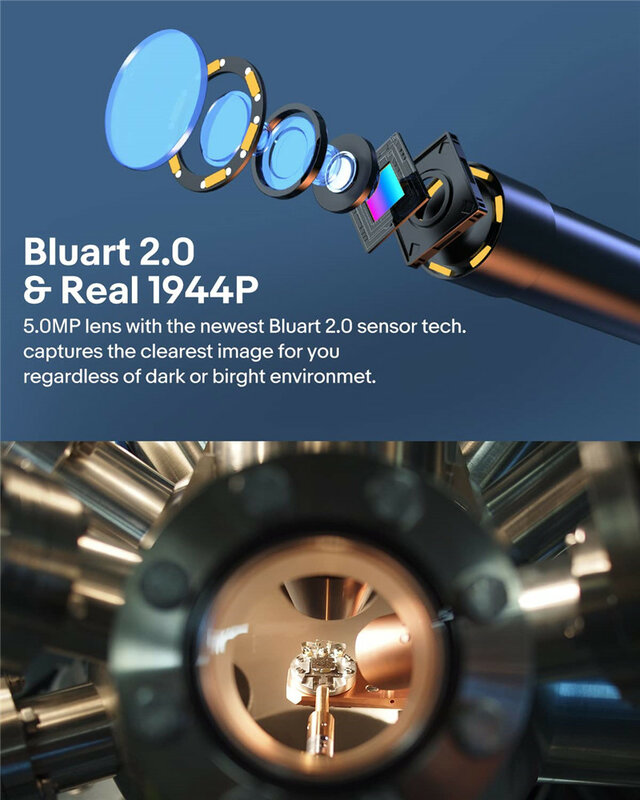 Bateria industrial do borescope 8.2 mah da lente ip68 5 zooms com 6 luzes do diodo emissor de luz 32gb da câmera 3800mm do endoscópio da tela de oiiiwak 5mp 7 polegadas ips