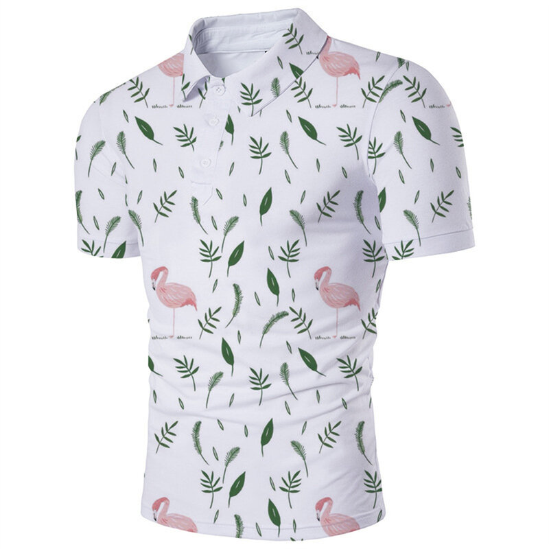 Camisa polo masculina nova impressão digital 3d lapela manga curta camiseta
