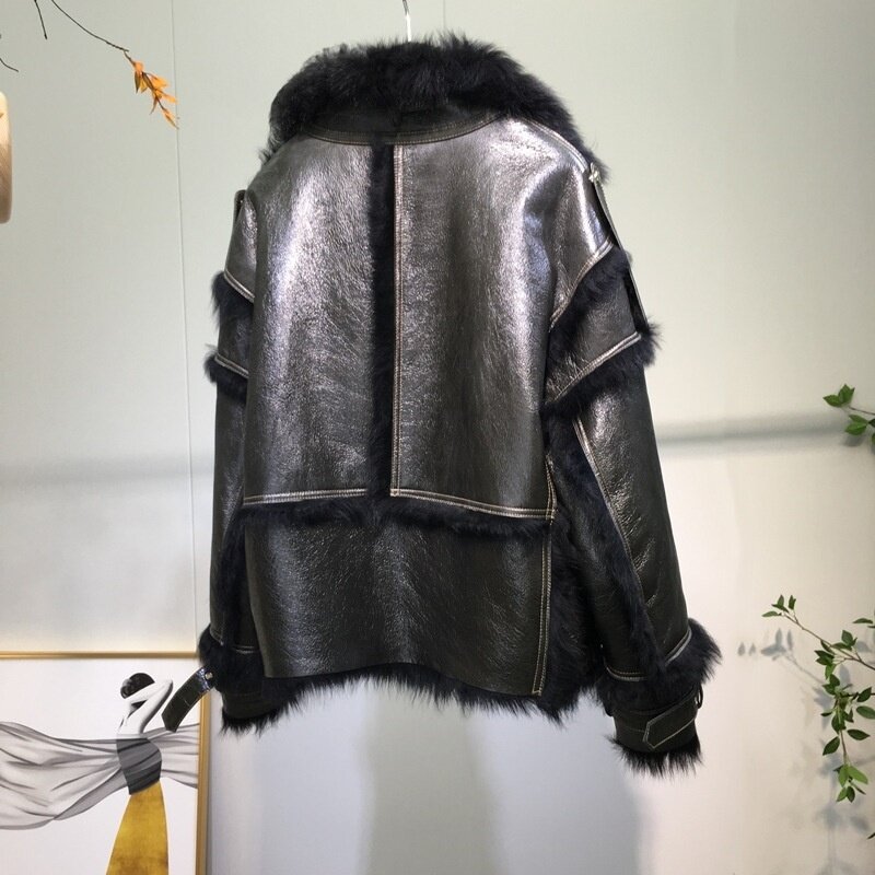 Jaqueta de motocicleta feminina, casaco quente para mulher de manga longa, estilo coreano, vintage e com bolsos, outono 2022 novo