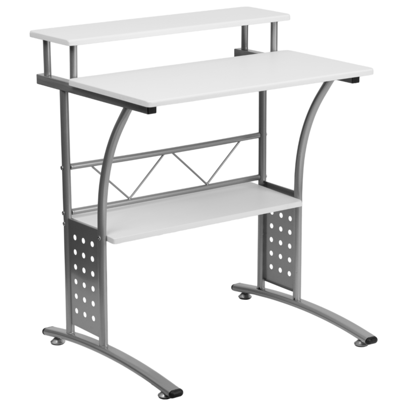 Clifton – bureau d'ordinateur pliable blanc, Table d'étude pour ordinateur portable, Table de lit