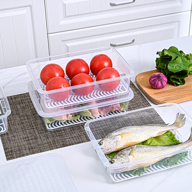 المطبخ الثلاجة سلة تنظيمية للأدوات حاوية مختومة صندوق تخزين مقاوم للرطوبة استنزاف الطازجة صندوق المطبخ صندوق تخزين المنزل