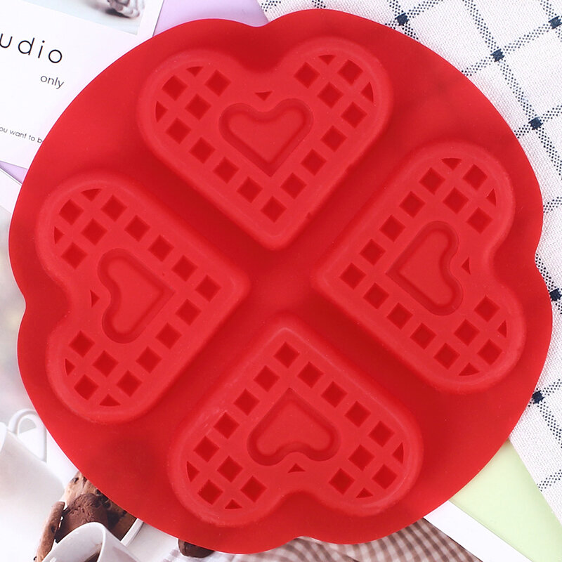 Molde de silicona antiadherente para hacer gofres, herramienta de cocina para el hogar, con forma de corazón