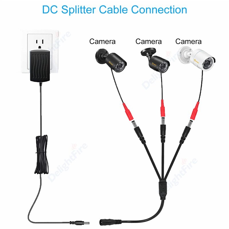 12v DC 1 Female To 2 3 4 5 6 8 Way Male Power Plug Splitter Cable CCTV Led Strip