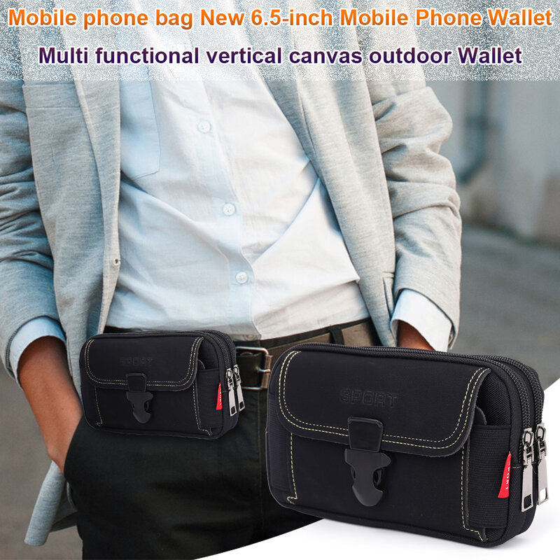 Multi-function PU Leather Fanny Waist Bag Casual Mobile Phone Purse Pocket Male Outdoor Travel Sports Belt Bum Pouch Bag For Men
