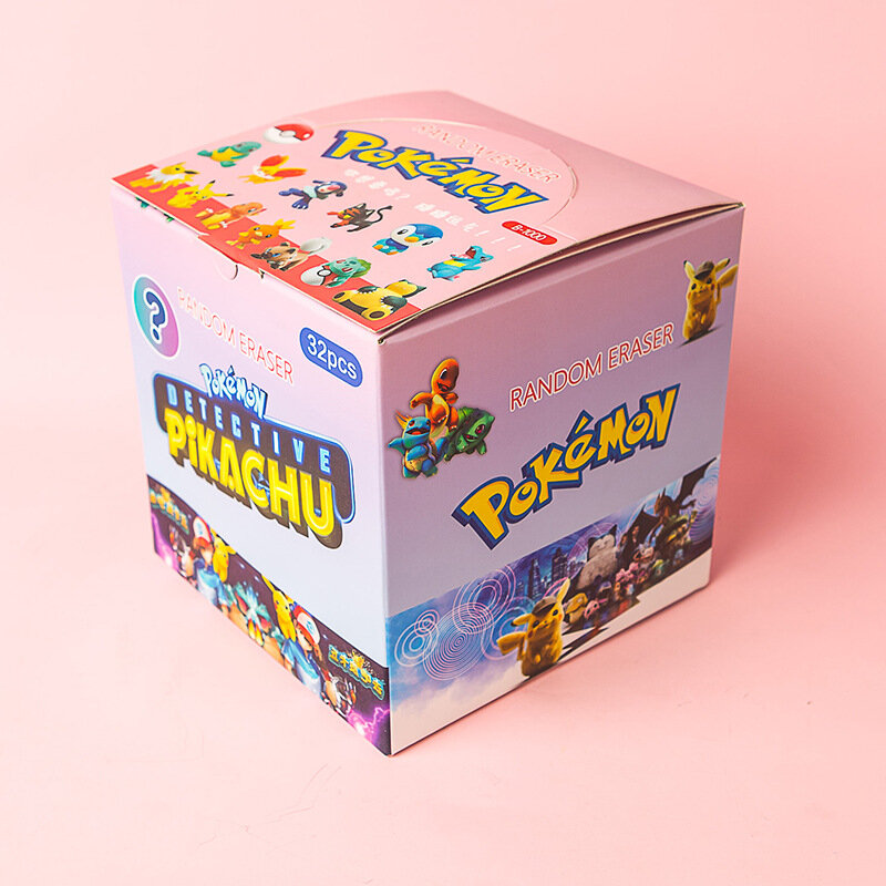 32PCS Pikachu Pokémon Blind Box Rubber Suction Card Set New Eraser Christmas Halloween Children's Birthday Gift  Action Figure
