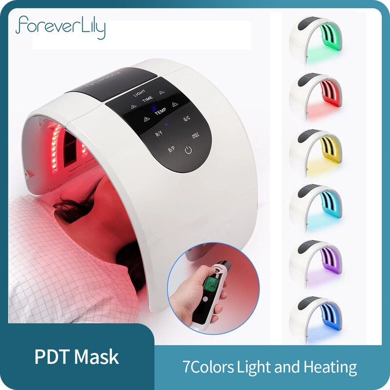 PDT LED Máscara Facial Light Therapy Dispositivo, máquina de aperto da pele, rejuvenescimento da pele, dispositivo Photon, removedor de manchas pretas, 7 cores