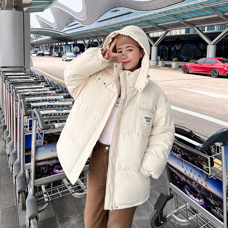 Streetwear ponadgabarytowych kurtka z kapturem ciepłe zimowe damskie damskie mocno poszerzone koreańska Parka moda na co dzień słodka płaszcze dla kobiet Y2k