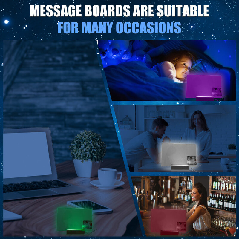 Transparent Luminous Acrylic Memo Board With Light Erasable Night Light Bedroom Sleep Light Cute Soft Light Desk Lamp Room Decor
