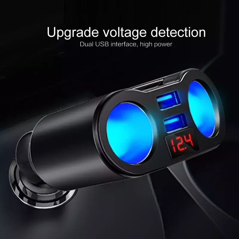 3.1A USB Car Charger Dual Cigarette Lighter Socket Splitter For Phone Tablet DVR Power Adapter Auto Electronics with LCD Display
