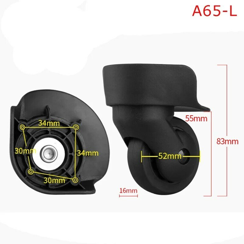 A57-FSL  Luggage  Swivel Universal Wheel Replacement  Black Double row for suitcases