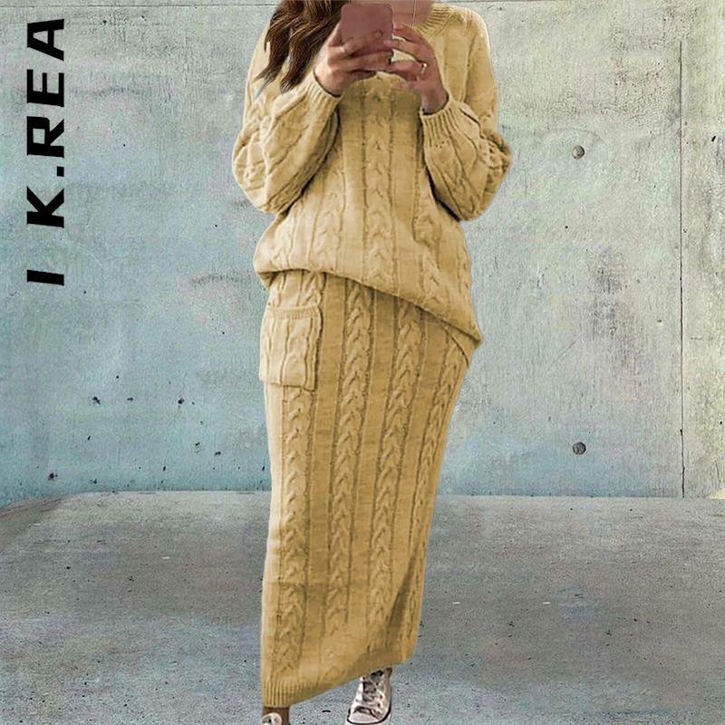 I K.Rea ใหม่ผู้หญิงชุด Elegant กระโปรงสั้นแขนยาว2ชิ้นชุด Elegant Tracksuit Party Sweatsuits สำหรับหญิง