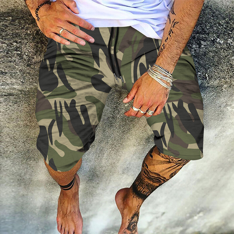 Celana Pendek Kargo Kamuflase Militer Pria Celana Pendek Pantai Celana Panjang Longgar Pria Musim Panas Celana Pendek Keringat Kasual Homme untuk Pria Celana Pendek Overszied