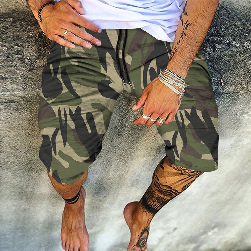 Homens militar camuflagem carga shorts praia shorts verão calças soltas homme casual suor shorts para homens overszied curto