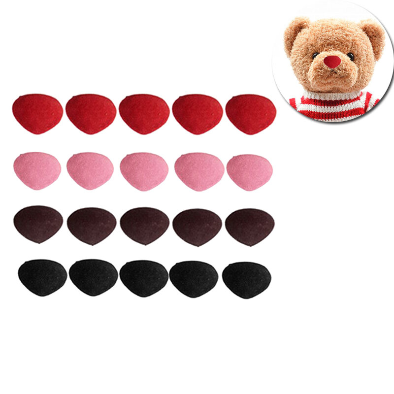 10Pcs 12*14mm triangolo bottoni naso in velluto fai da te plastica rosso rosa colore nero naso di sicurezza per orso giocattoli bambole accessori