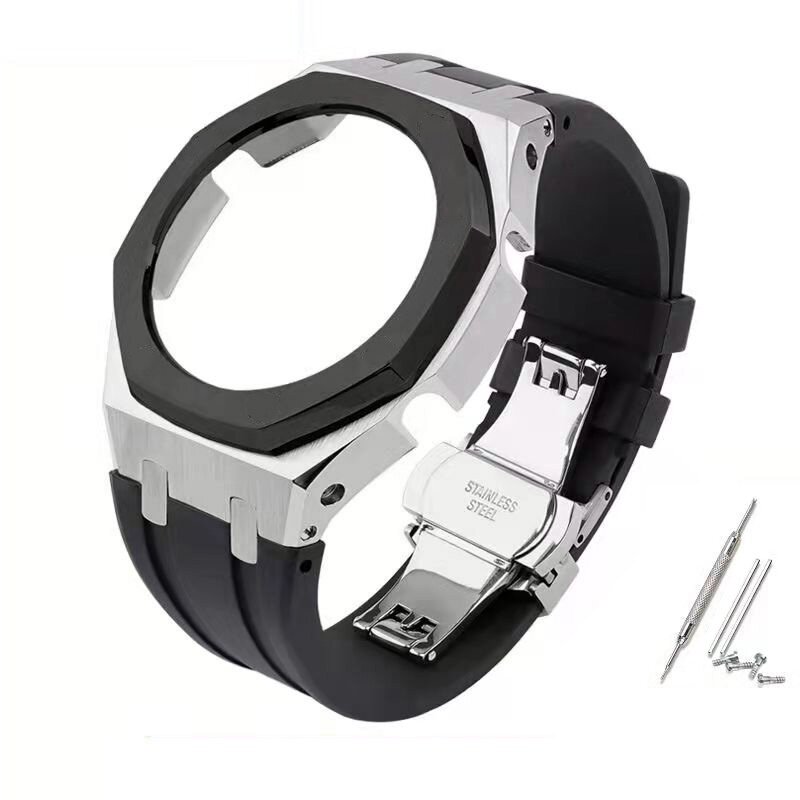 Cajioak – Kit Mod GA2100 Gen3, ensemble de luxe modifié, lunette métallique, Bracelet en Silicone pour Bracelet en caoutchouc GA2110 avec vis, outil de Bracelet en acier