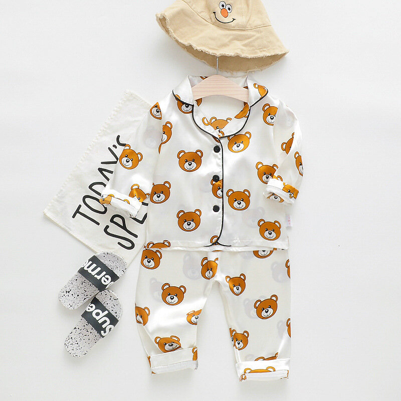 Conjunto de pijamas das crianças do bebê da menina do menino roupas de pijama de páscoa conjunto de manga longa coelho dos desenhos animados