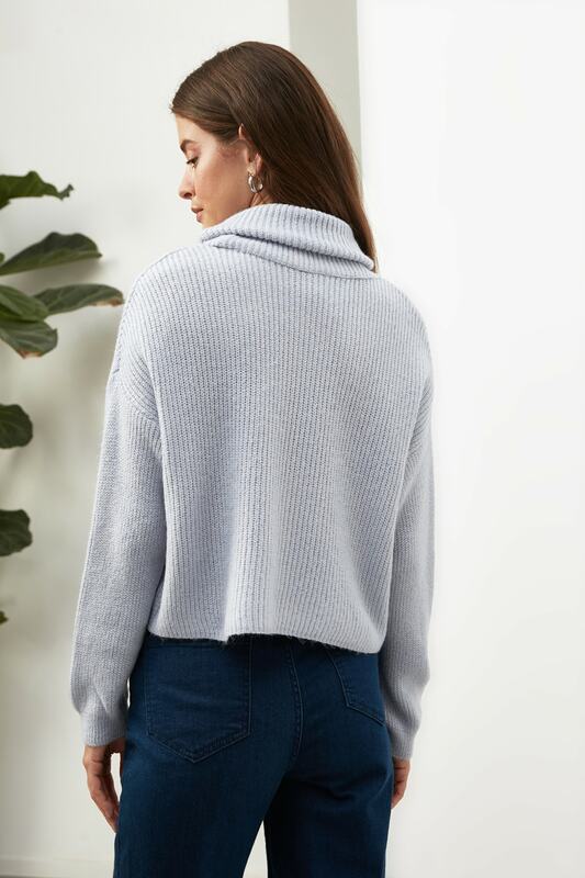 Trendyol – pull à col roulé bleu, en tricot