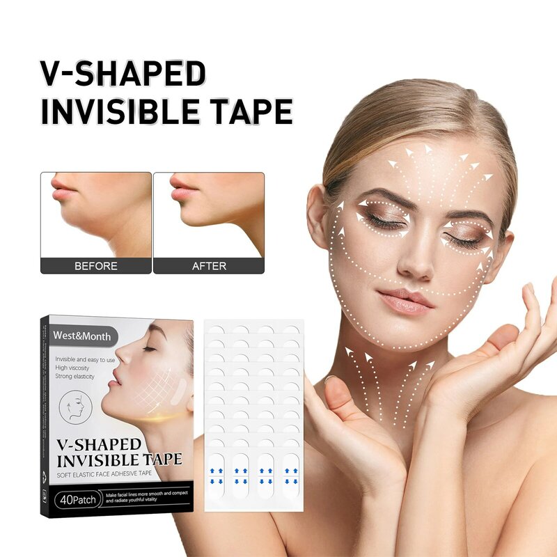 40Patch impermeabile V nastro adesivo per il trucco del viso invisibile traspirante ascensore adesivo per il viso sollevamento stringere mento Patch per il Lifting del viso