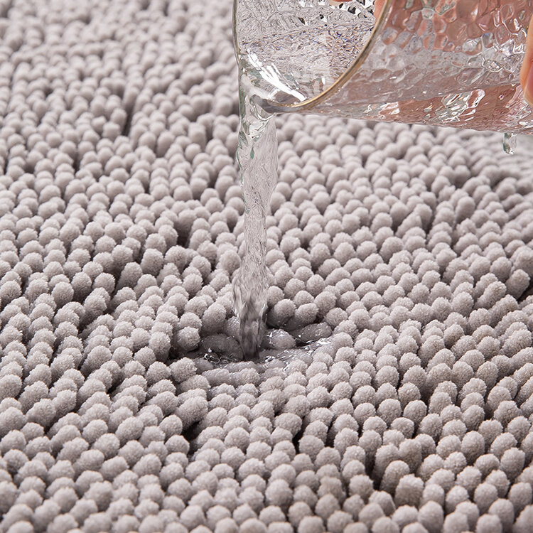 Soft Chenille Fabric Carpet Solid Color Microfiber Bath Mat Bathroom Non-slip Water Absorption Bathtub Washbasin Floor Mat Rugs