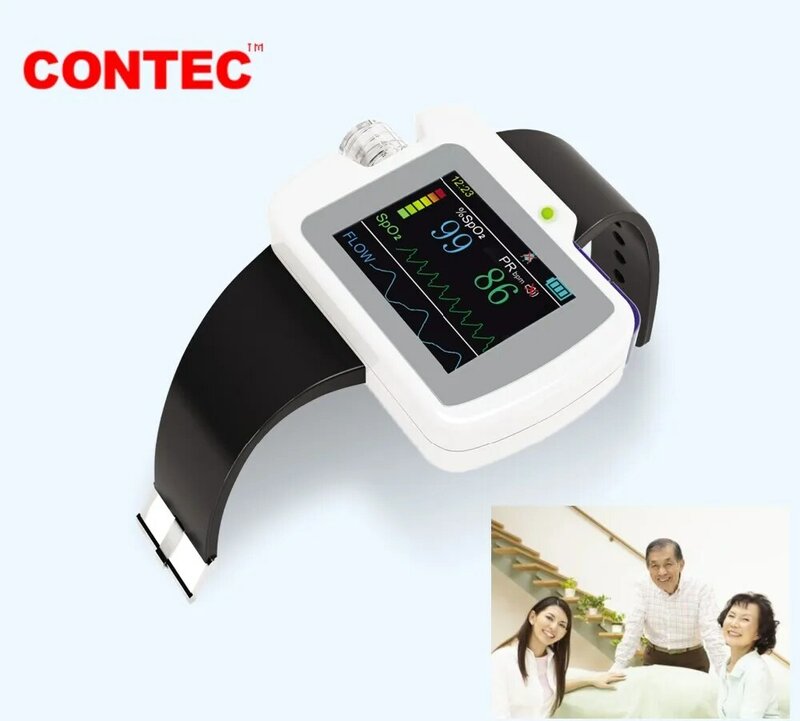 CONTEC-مقياس التأكسج لاختبار الدم ، نبض توقف التنفس أثناء النوم ، التنفس ، RS01 CE