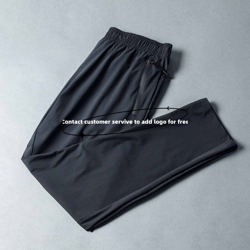 Lunu pantaloni sportivi ad asciugatura rapida pantaloni da corsa traspiranti elastici in seta di ghiaccio pantaloni per il tempo libero Fitness logo cintura sportiva da uomo.