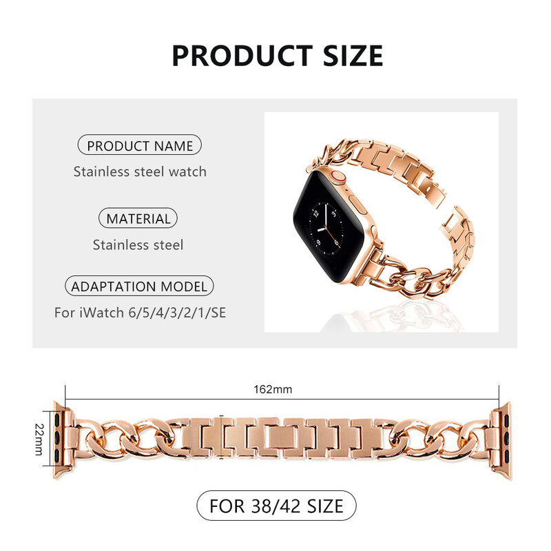 Bracelet + coque pour Apple, en métal, acier inoxydable, série Iwatch, accessoires, tendance, populaire, se654321, 42mm, 38mm, 40mm, 44mm