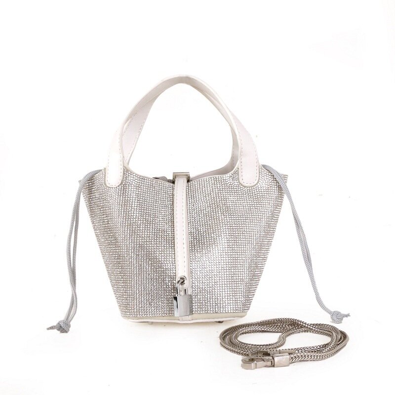 Luxury Rhinestone Tote Bag for Women Designer Bucket Shoulder Strap Handbag Fashion Messenger Bag High Quality Ladies Bag