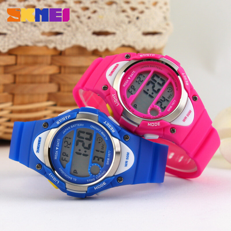 SKMEI-relojes para niños, bonitos relojes deportivos de dibujos animados para niñas y niños, relojes de pulsera LED digitales de goma