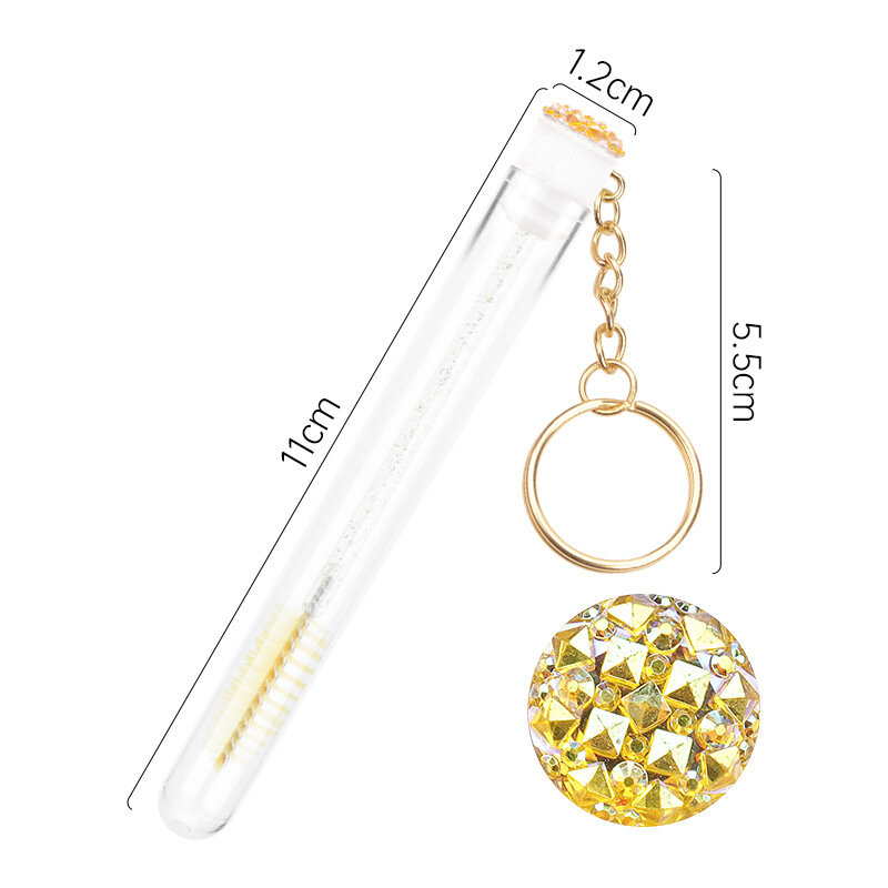 Eyelash Brush Diamond Clear Tube With Gold Buckle Disposable Grafted Eyebrow Comb Eyebrow Crystal Rod Wand Makeup Brush Tools