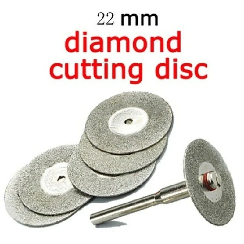 15PCS 22mm 에머리 다이아몬드 커팅 블레이드 드릴 비트, Dremel 커팅 디스크 용 맨드릴 1 개 양면 다이아몬드 드릴 비트