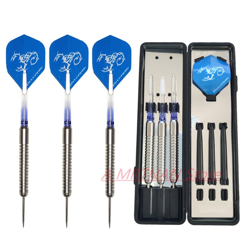 3pcs Steel Tip Darts Professional 19g Hard Darts Indoor Sports Game Set with Storage Box for Competition Entertainment