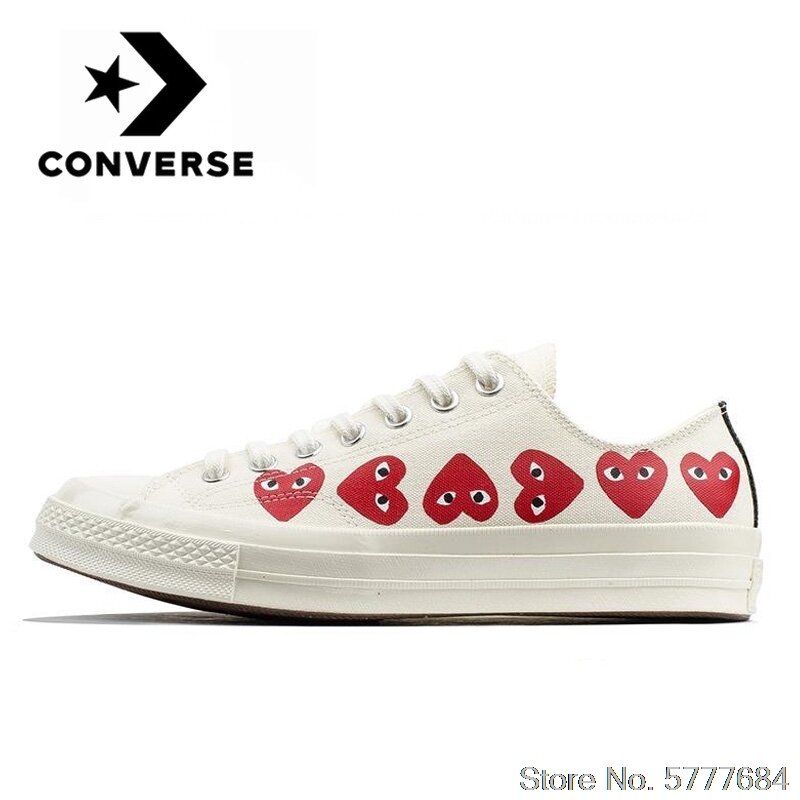 Original men and women Converse White CDG Low classic Couple Skateboarding sneakers light leisure flat canvas Shoes  1970s 