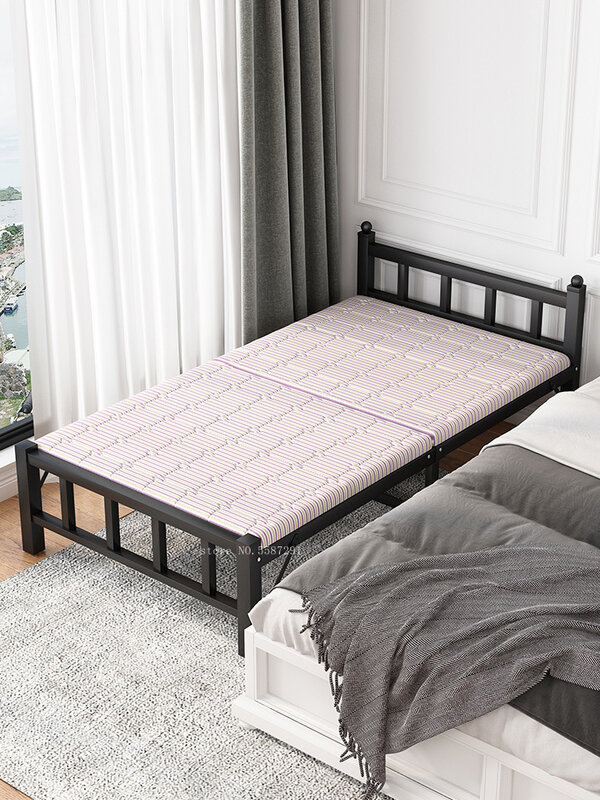 Cama plegable de estilo moderno para el hogar, cama individual/doble para adultos, sencilla, con marco de hierro para ocio