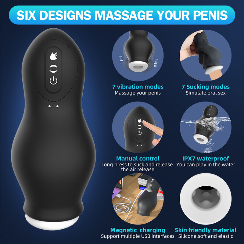 Automatic Male Masturbator Vibration Blowjob Real Air Sucking Machine Vagina Masturbation Cup Sex Toys Adult Goods for Men