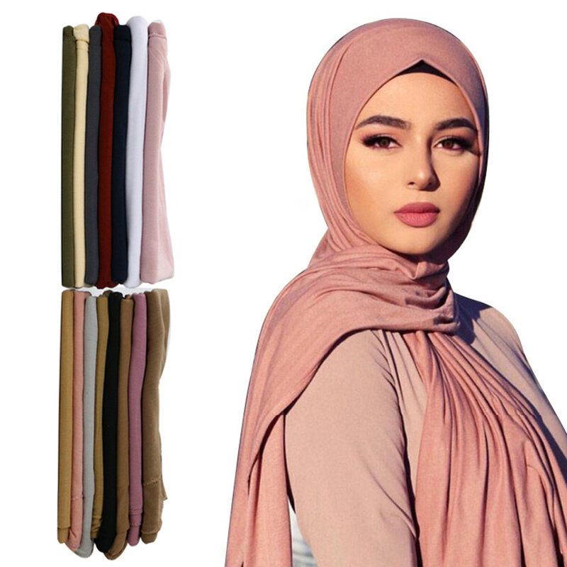 Multicolor Soft Cotton Muslim Headscarf Instant Jersey Hijab Full Cover Cap Wrap Scarf Islamic Shawls Women Turban Head Scarves