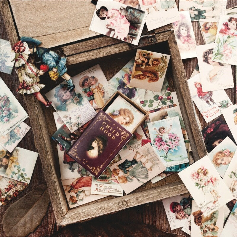 100 pçs/caixa vintage história papel kraft scrapbooking/cartão de fazer/projeto diário diy decoração lomo cartões