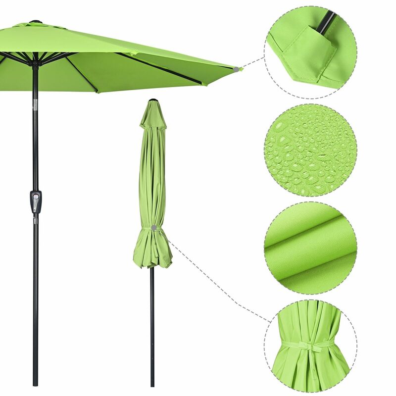 耐久性のある防水性と光沢のある緑の9フィートuv50とフェードレジスタンスパティオ傘