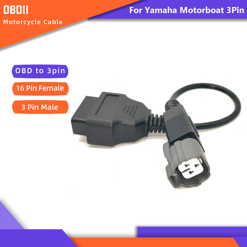 OBD2 Motorfiets Adapter Kabel Voor Yamaha Motorboot 3Pin Om 16pin Vrouwelijke Adapter Motobike Convert Connector