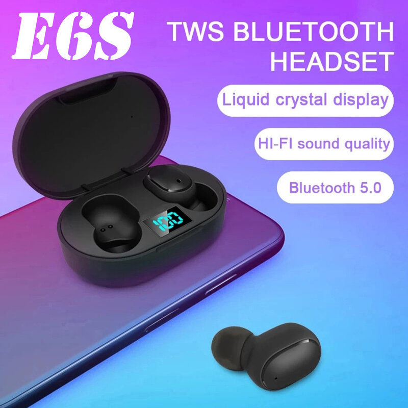 E6s tws verdadeiro fones de ouvido sem fio esportes em fones de ouvido handsfree fone fone de ouvido fone de ouvido 5.0 bluetooth para o telefone móvel