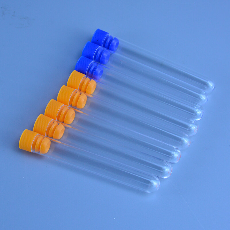 10pcs 12/15ml Plastic Centrifugal Tube Transparent Test Round Bottom Tube Vial with Cap